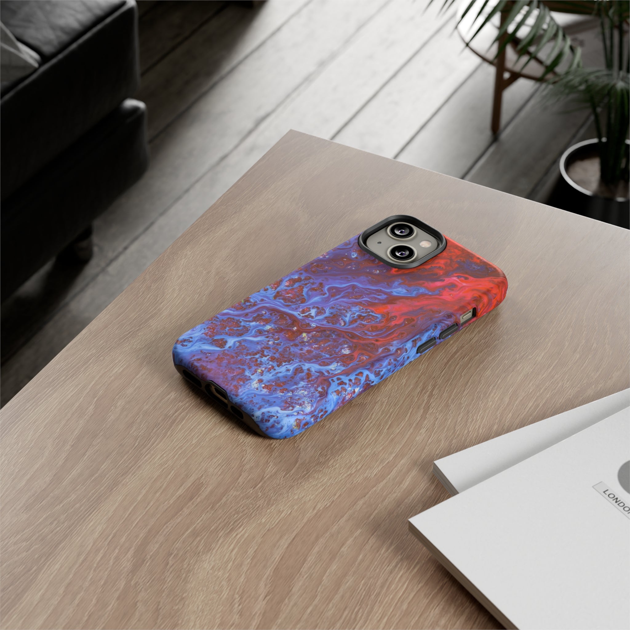 Blue Lava Ink Art iPhone Case (Protective) Phone Case