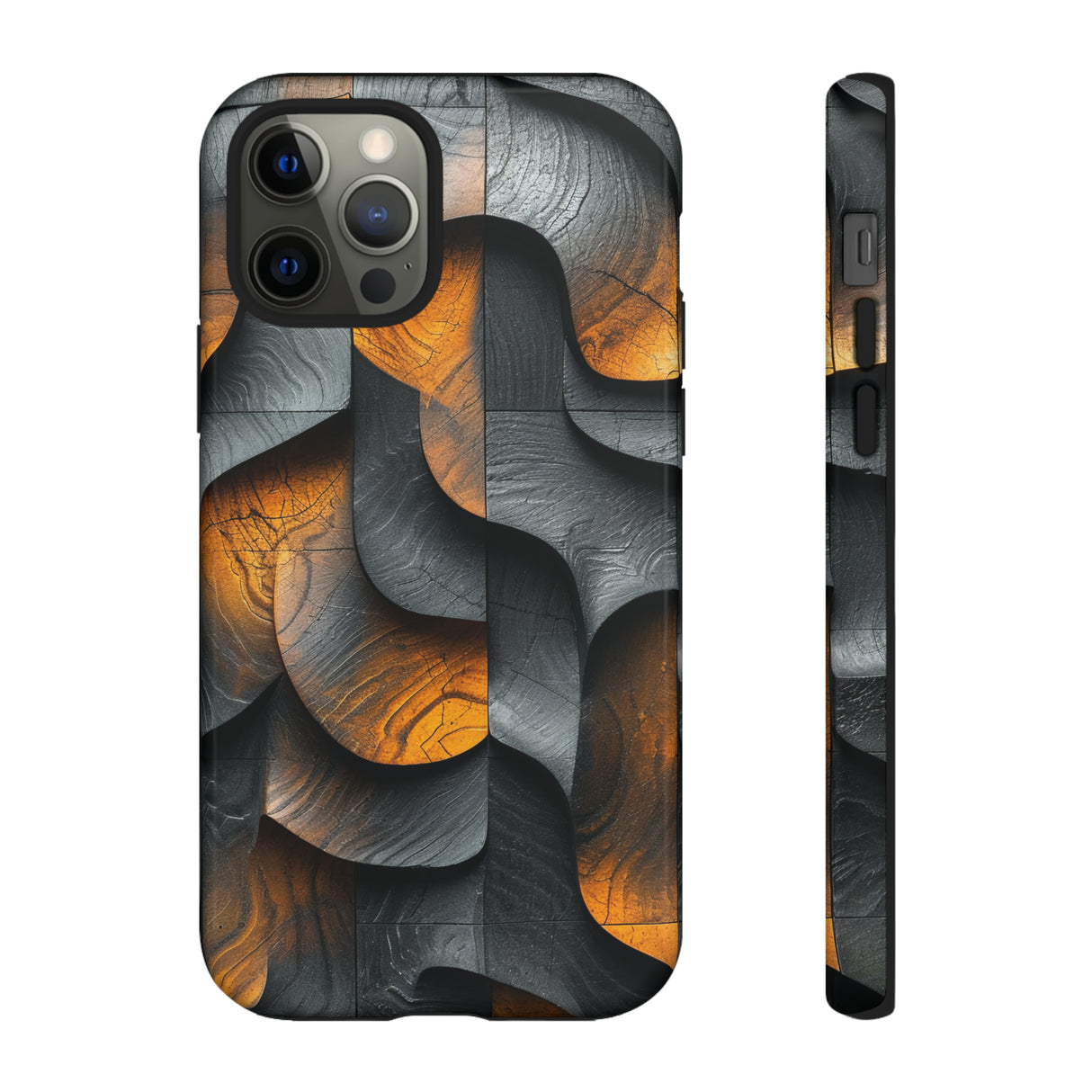 Grey Fire Orange Geometry - Protective Phone Case