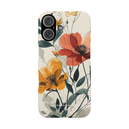 Elegant Floral Harmony iPhone 16 - Slim Phone Case