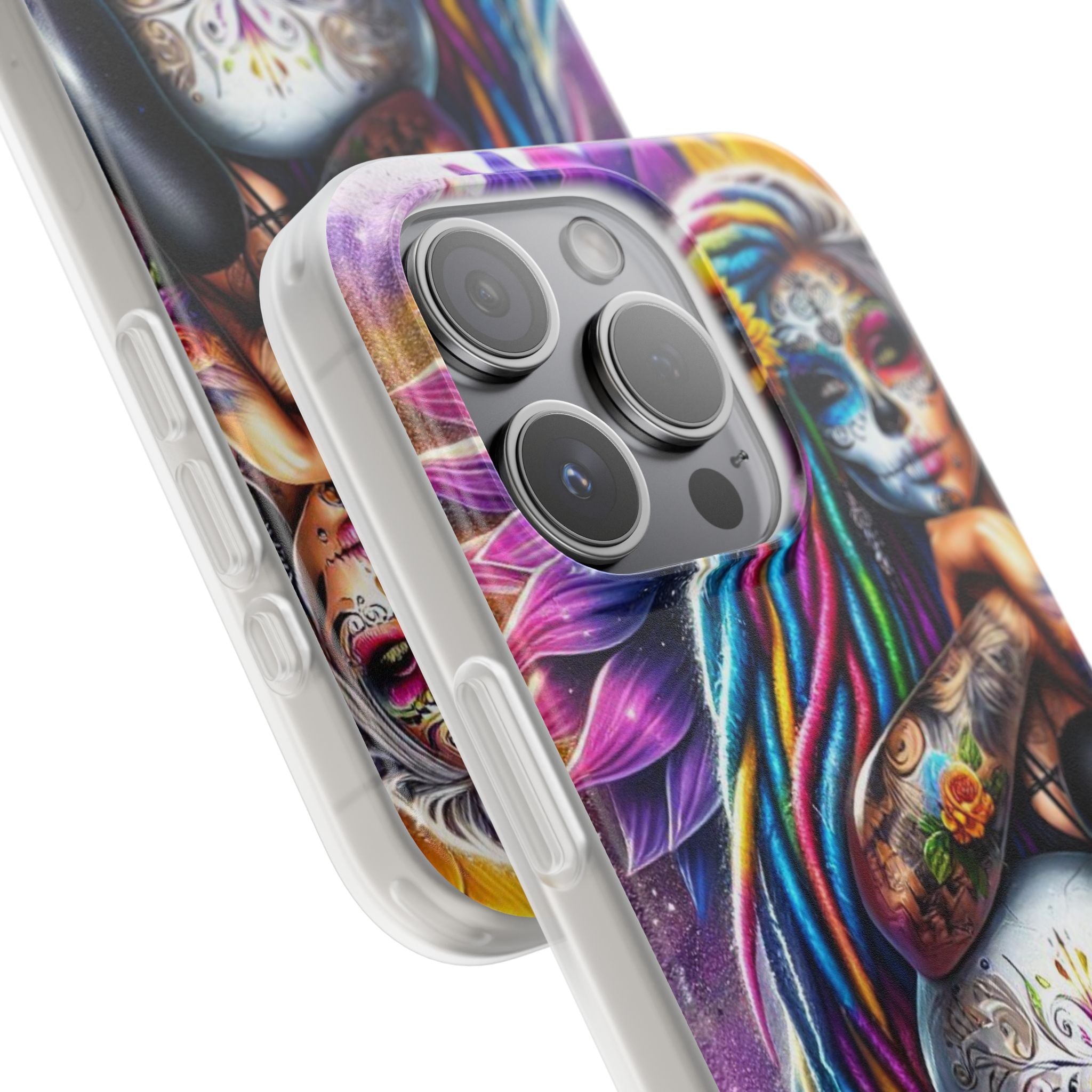 Sunflower Skull Glow iPhone 15 Pro Case - Soft