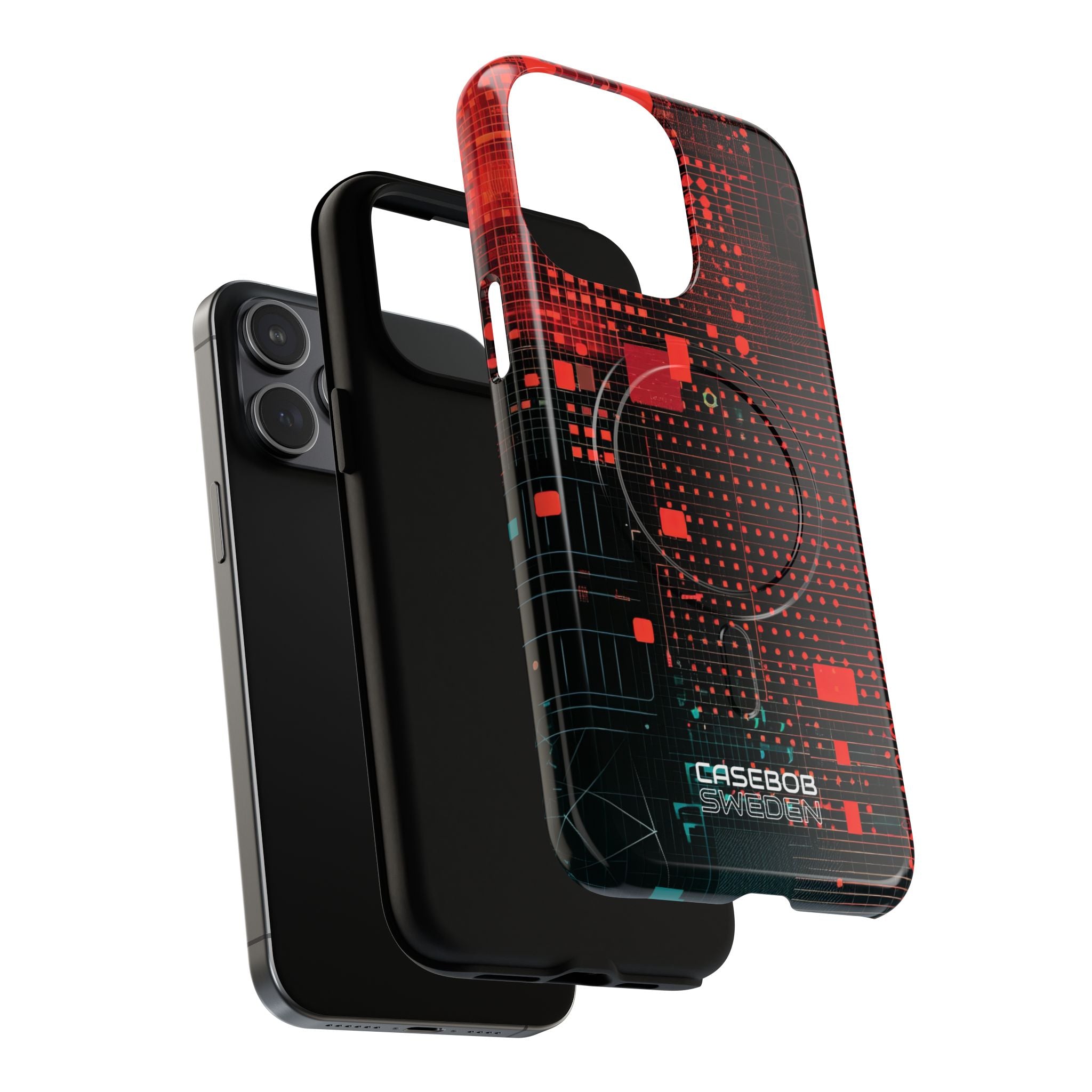Crimson Circuit Grid iPhone 15 - Tough+