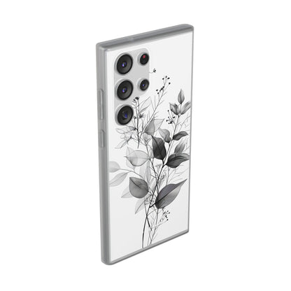 Veined Leaves Gray Samsung S23 Ultra Case - Soft