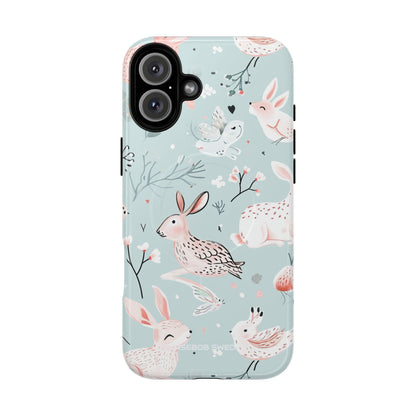 Whimsical Bunny Blossom - Tough + MagSafe® iPhone 16 Phone Case