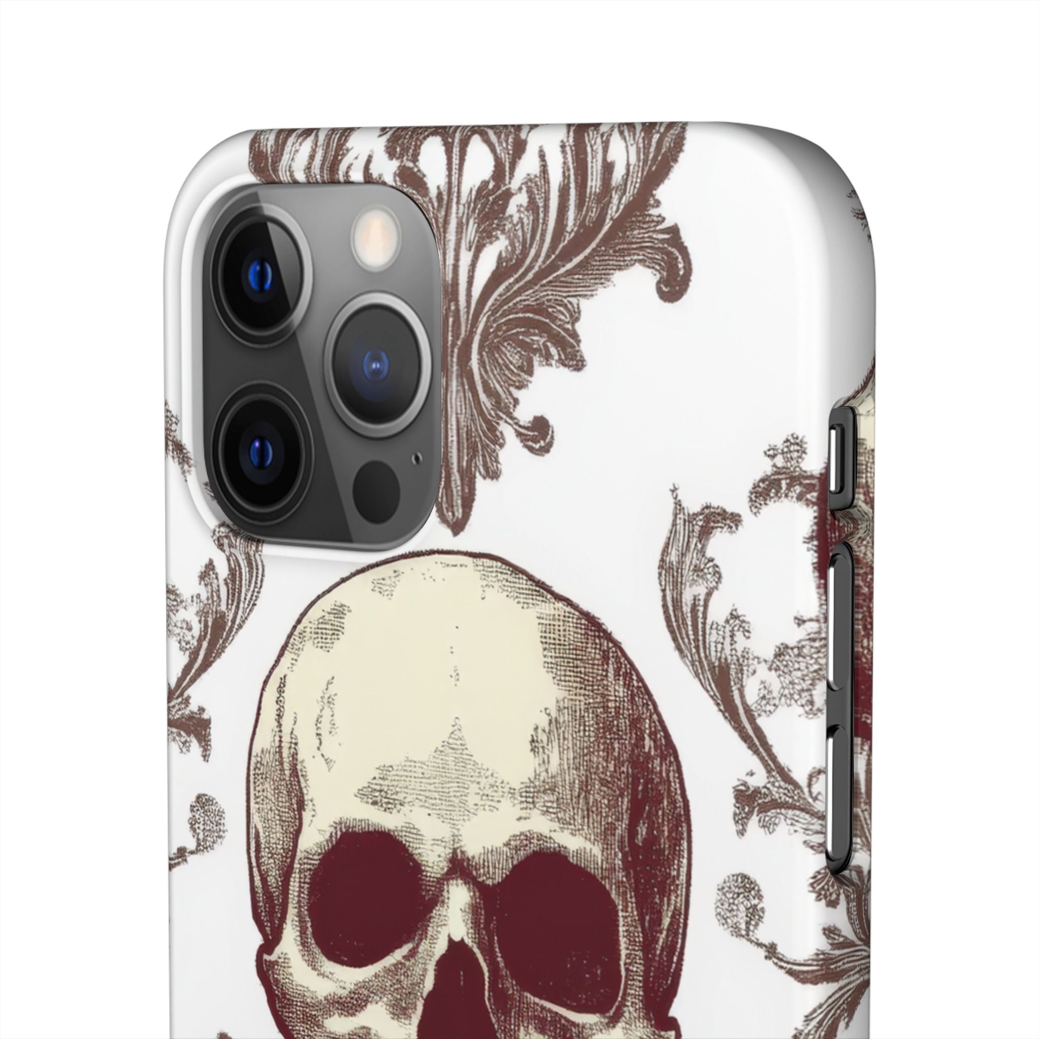 Gothic Skulls and Ornate Foliage iPhone 12 - Slim Phone Case