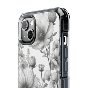 Monochrome Flora - Phone Case for iPhone (Clear Impact - Magnetic)