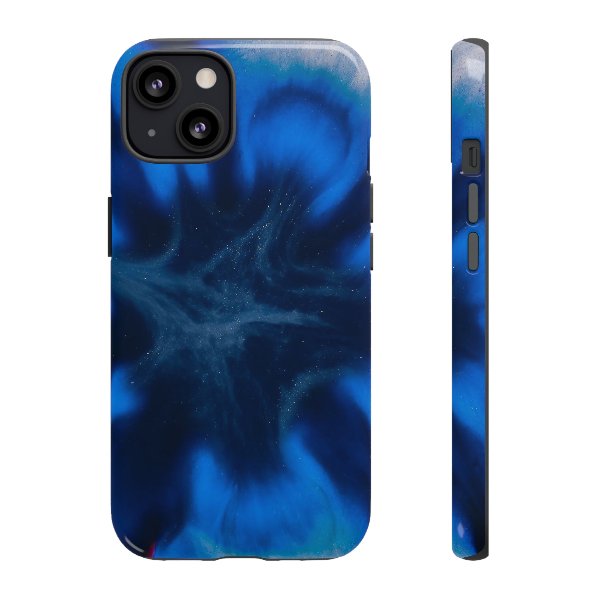 Blue Star Marble Ink Art iPhone Case (Protective) iPhone 13 Glossy Phone Case