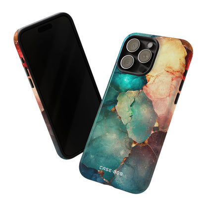 Teal Mosaic Veins iPhone 15 Pro Max Case - Tough