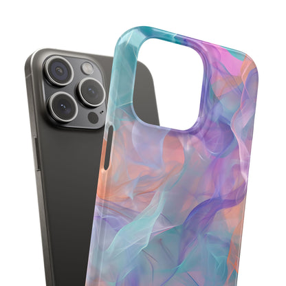 Dreamy Teal Flow - Slim iPhone 15 Phone Case