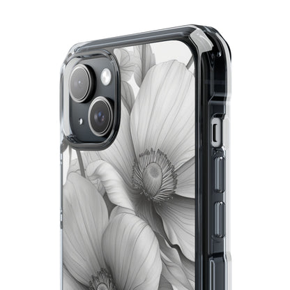 Grayscale Floral Harmony iPhone 15 - Impact Clear+