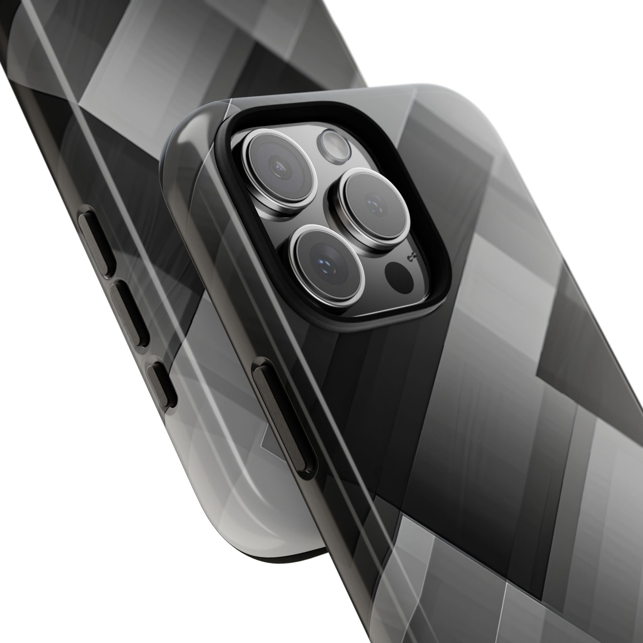 Grayscale Geometric Layers iPhone 16 - Tough