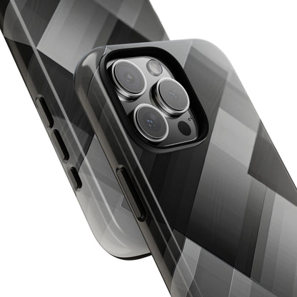 Grayscale Geometric Layers iPhone 16 - Tough