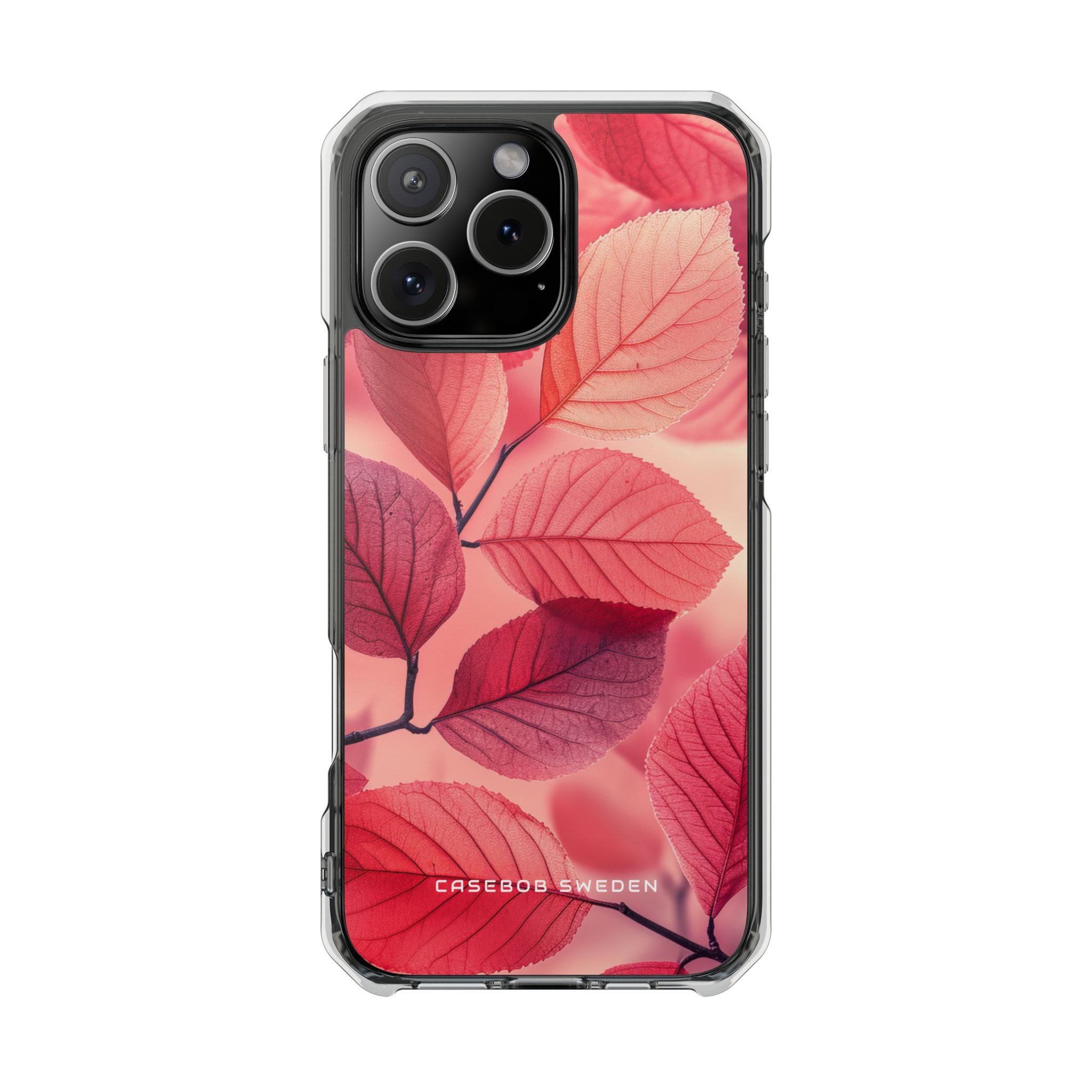 Elegant Pink Leaves iPhone 16 - Clear Impact Phone Case