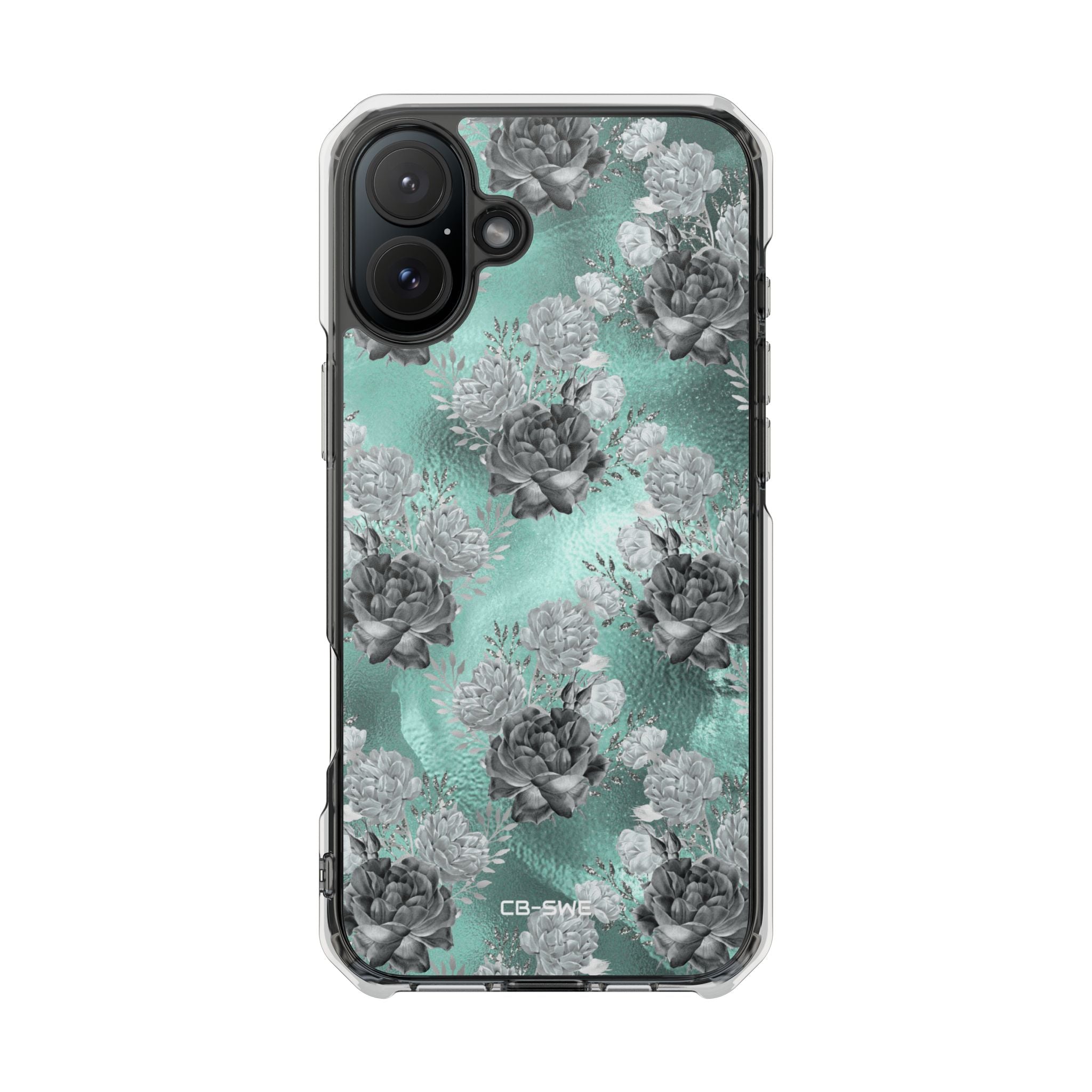 Teal Floral Elegance iPhone Case - Impact