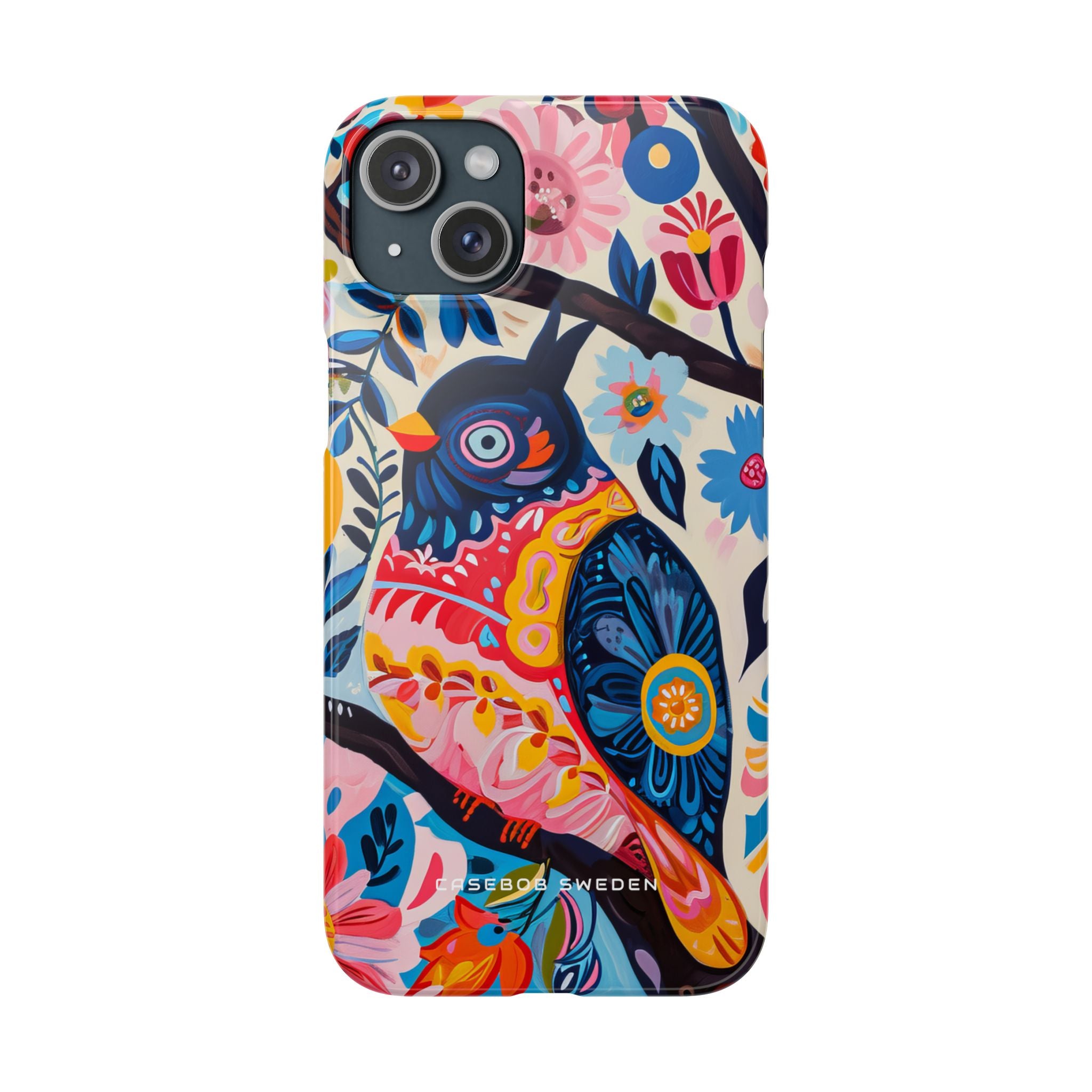 Whimsical Vintage Owl with Floral Charm iPhone 15 - Slim Phone Case