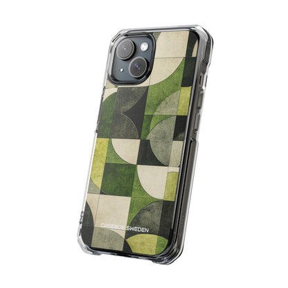 Green Geometric Harmony - Clear Impact iPhone 15 Phone Case