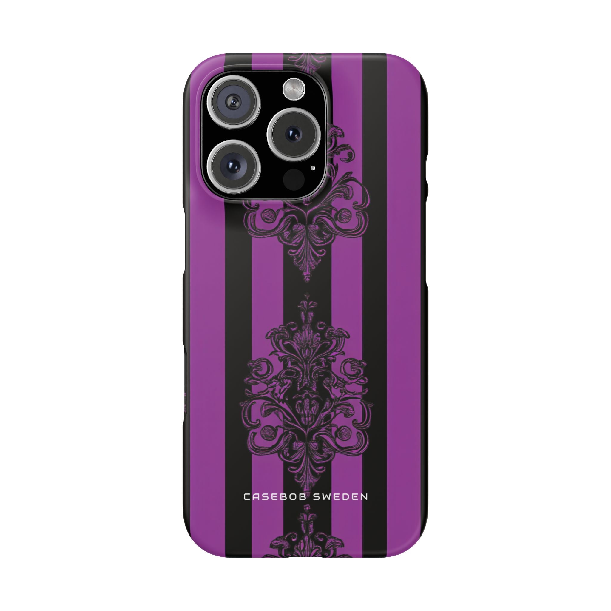 Gothic Elegance with Vertical Stripes and Ornamental Motifs iPhone 16 - Slim Phone Case