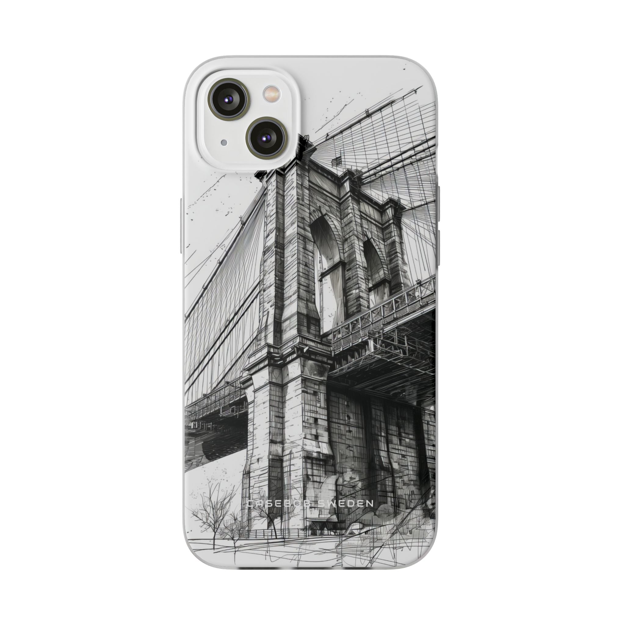 Suspension Bridge Line Art Illustration iPhone 14 - Flexi Phone Case