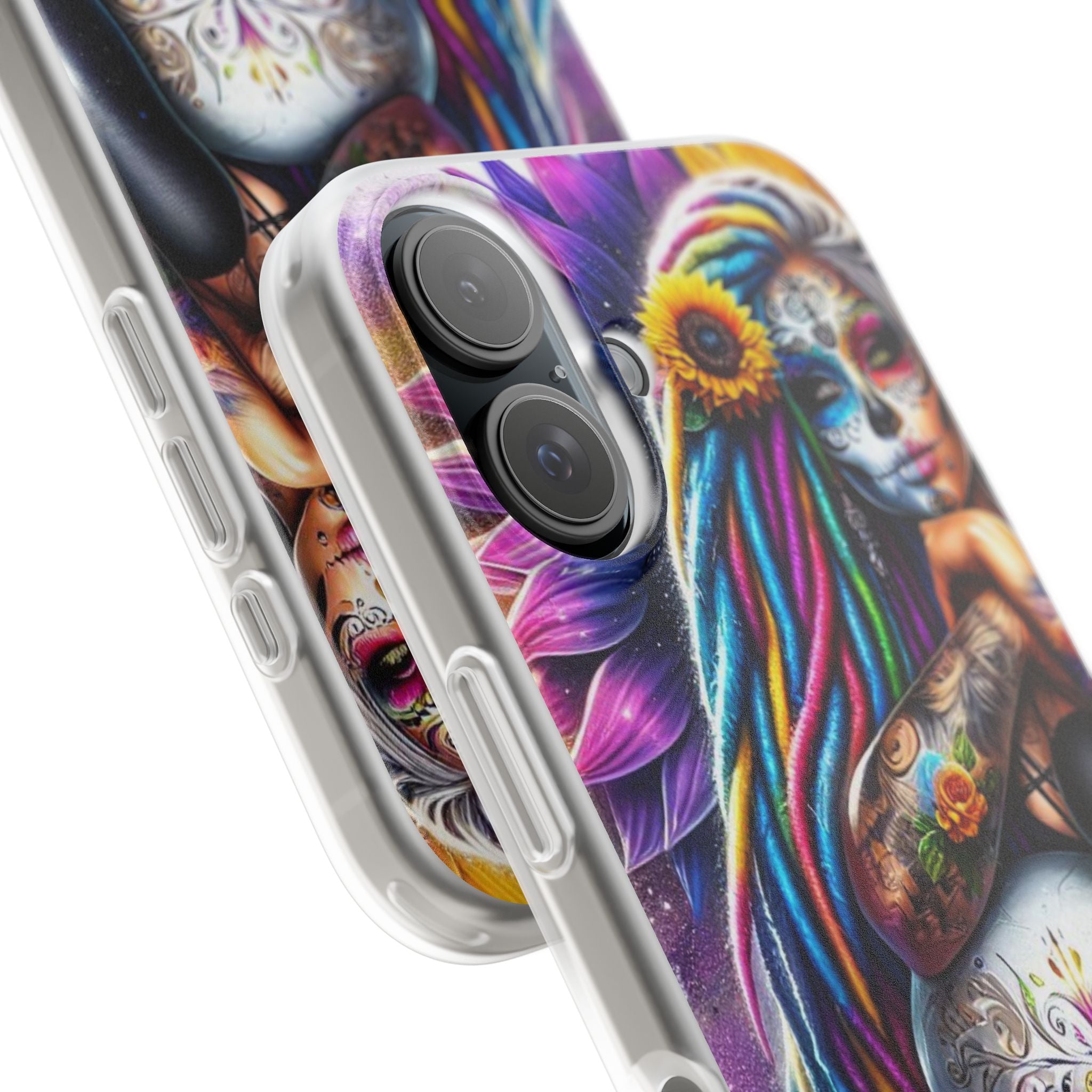 Sunflower Skull Glow iPhone 16 Case - Soft