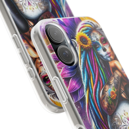 Sunflower Skull Glow iPhone 16 Case - Soft