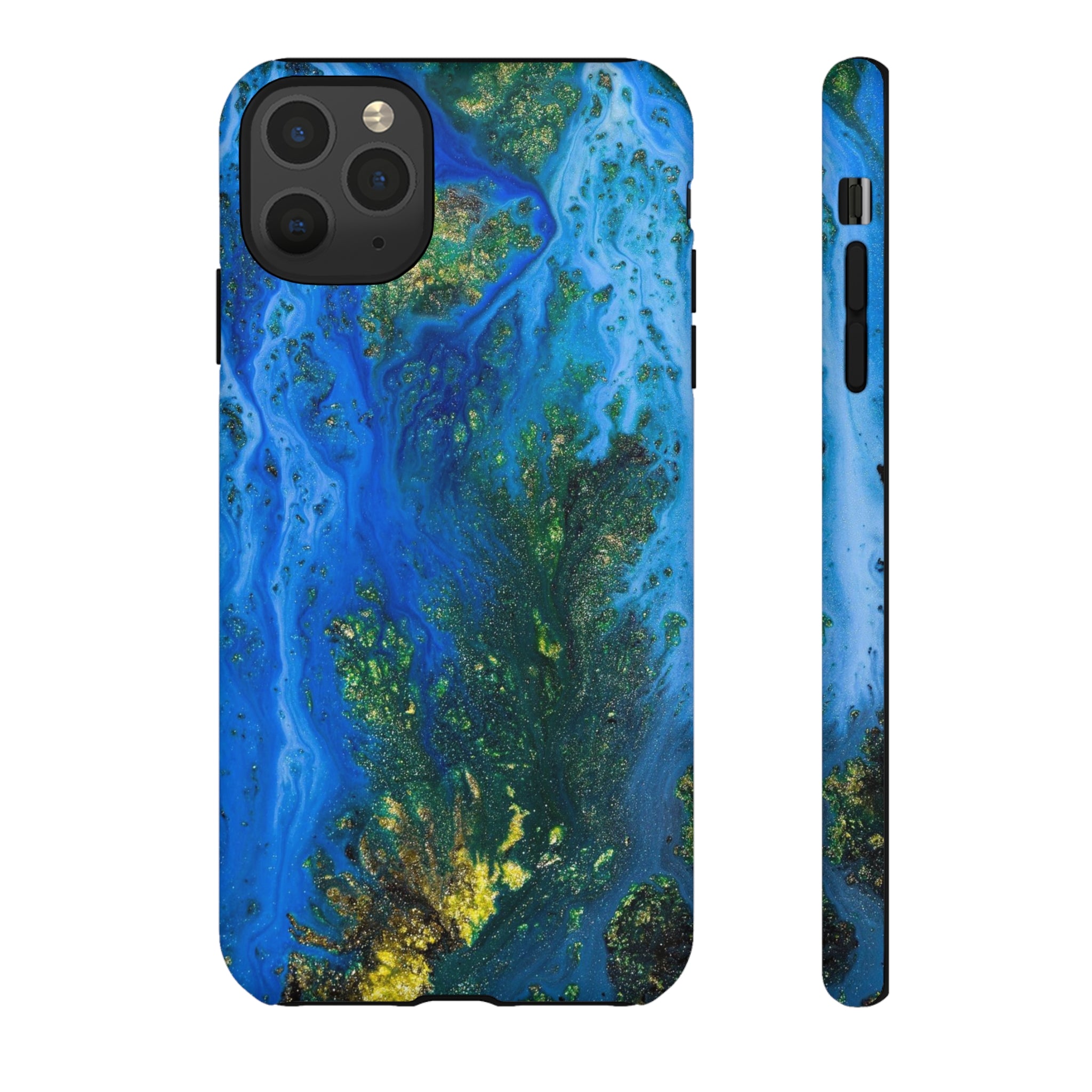 Blue Globe Ink Art iPhone Case (Protective) iPhone 11 Pro Max Matte Phone Case