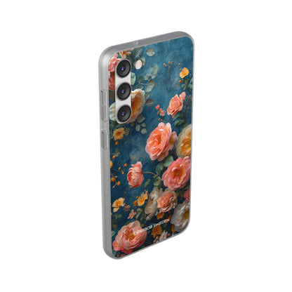 Blue Floral Elegance - Flexi Samsung S23 Phone Case