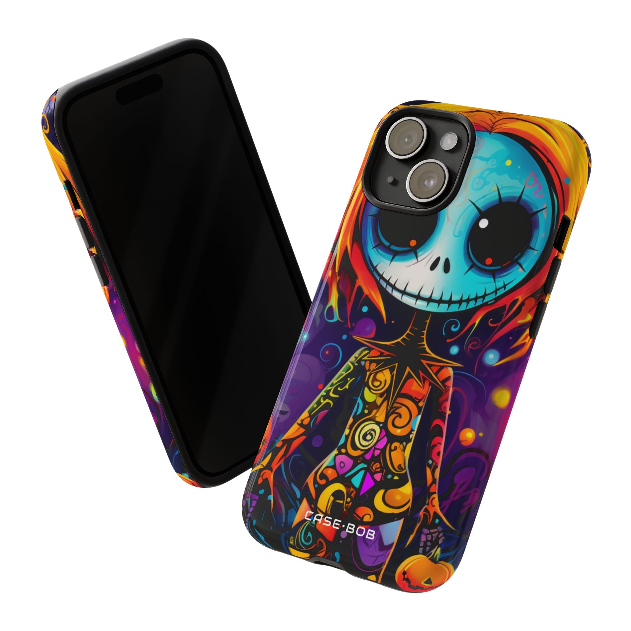 Blue Skull Swirl iPhone 15 Case - Tough
