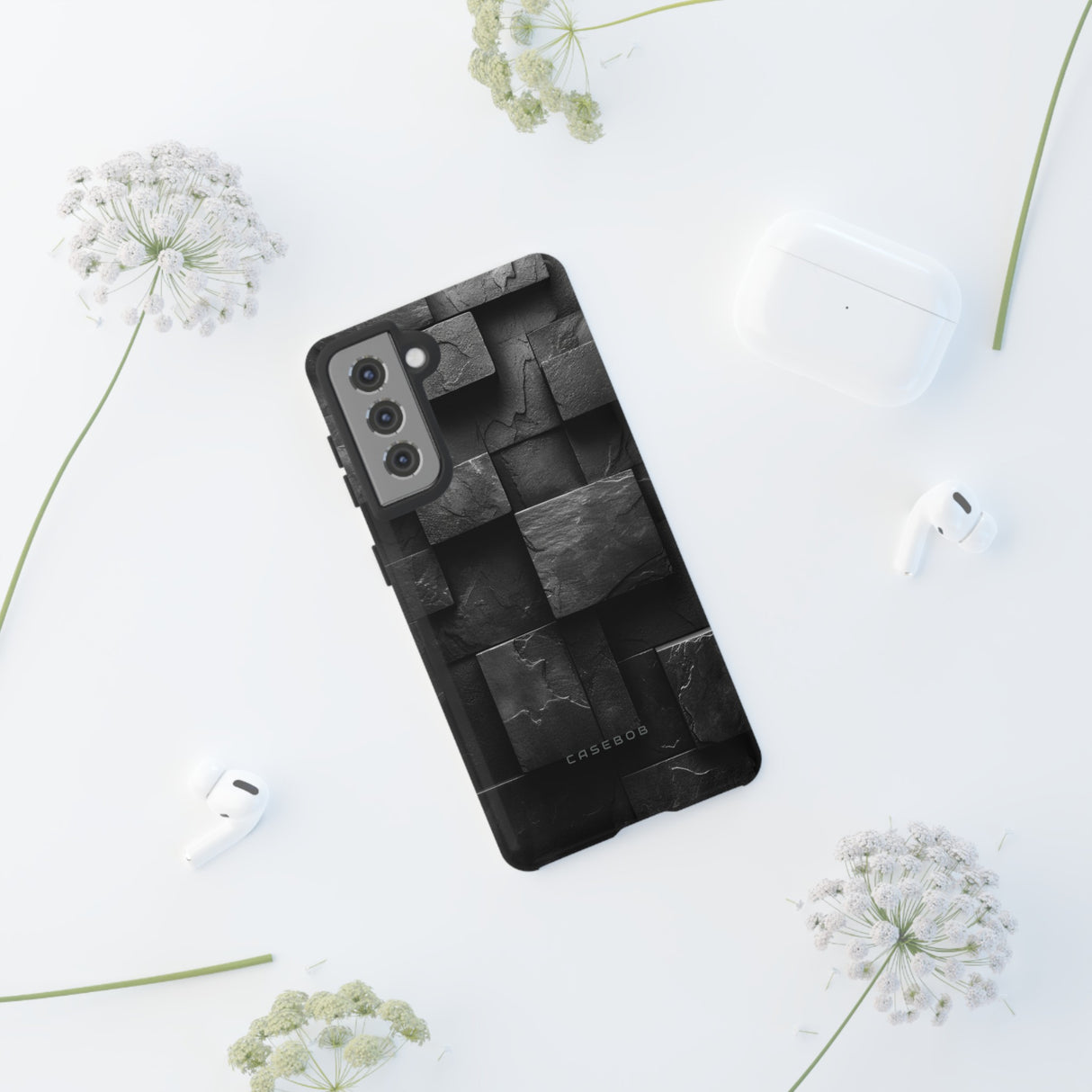 Black Geometric Elegance - Protective Phone Case