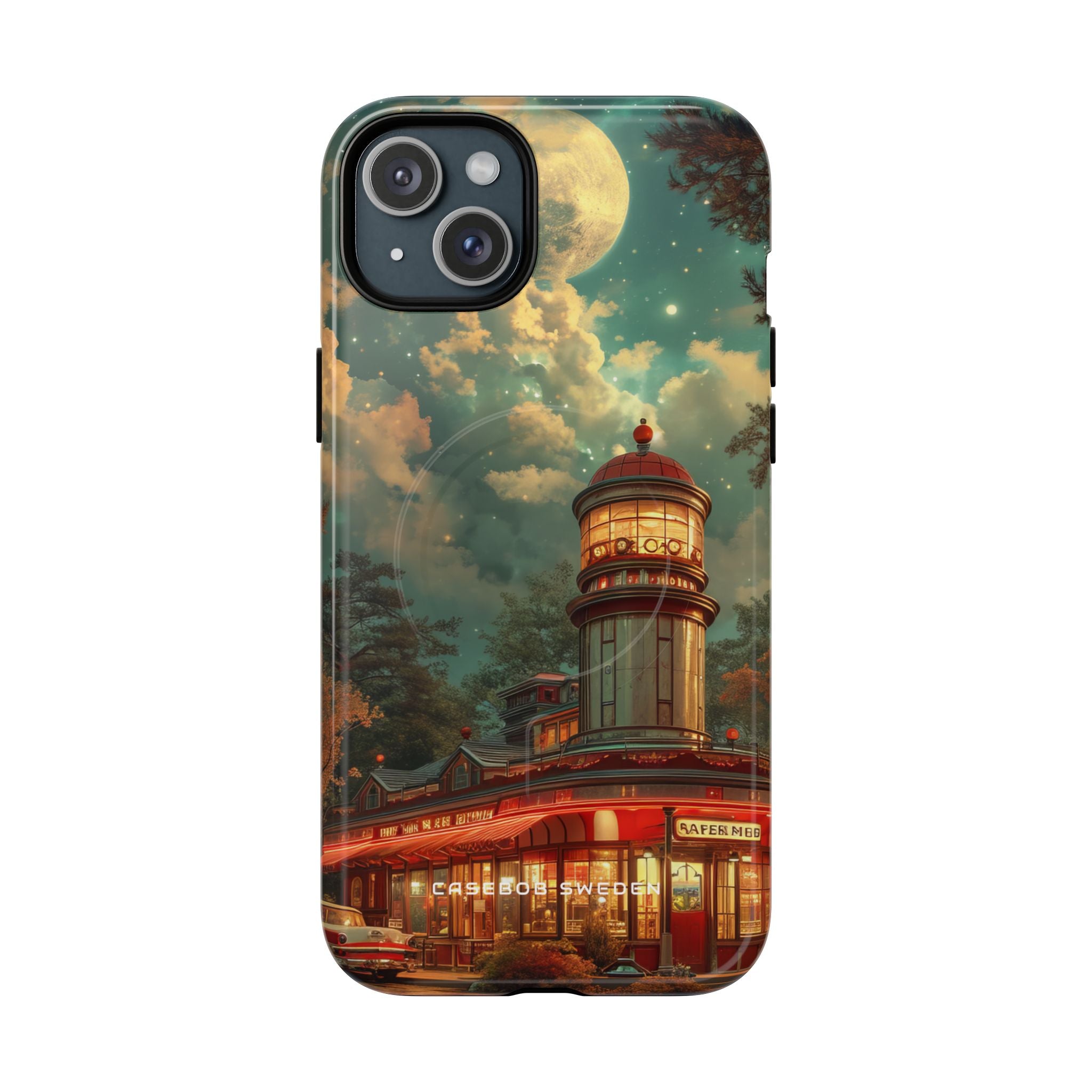 Vintage Moonlit Diner Fantasy iPhone 15 | Tough+ Phone Case