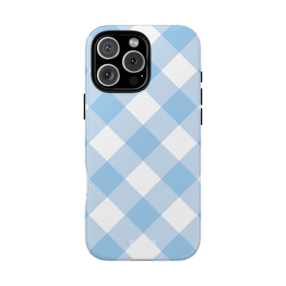 Soft Blue Gingham Elegance - iPhone Case