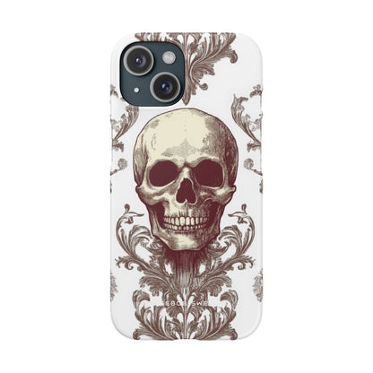 Gothic Skulls and Ornate Foliage iPhone 15 - Slim Phone Case