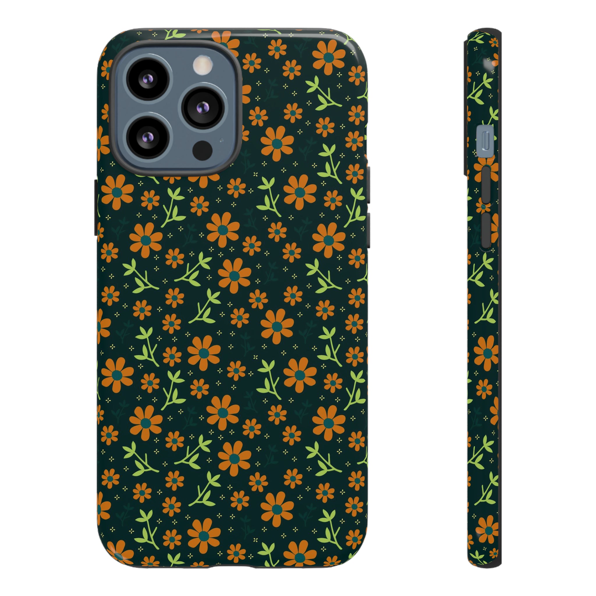 Green Flower Pattern - Protective Phone Case