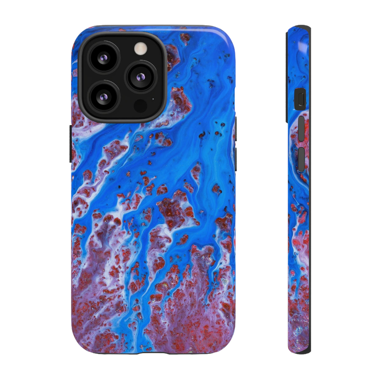 Bright Blue Ink Art iPhone Case (Protective) iPhone 13 Pro Glossy Phone Case