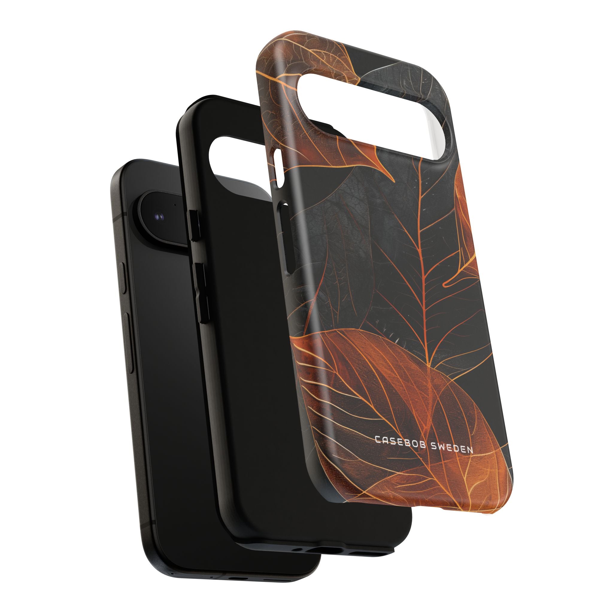 Vivid Orange Leaves on Deep Black Google Pixel 9 - Tough Phone Case