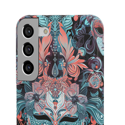 Mystic Teal Coral Mask - Slim Samsung S22 Phone Case