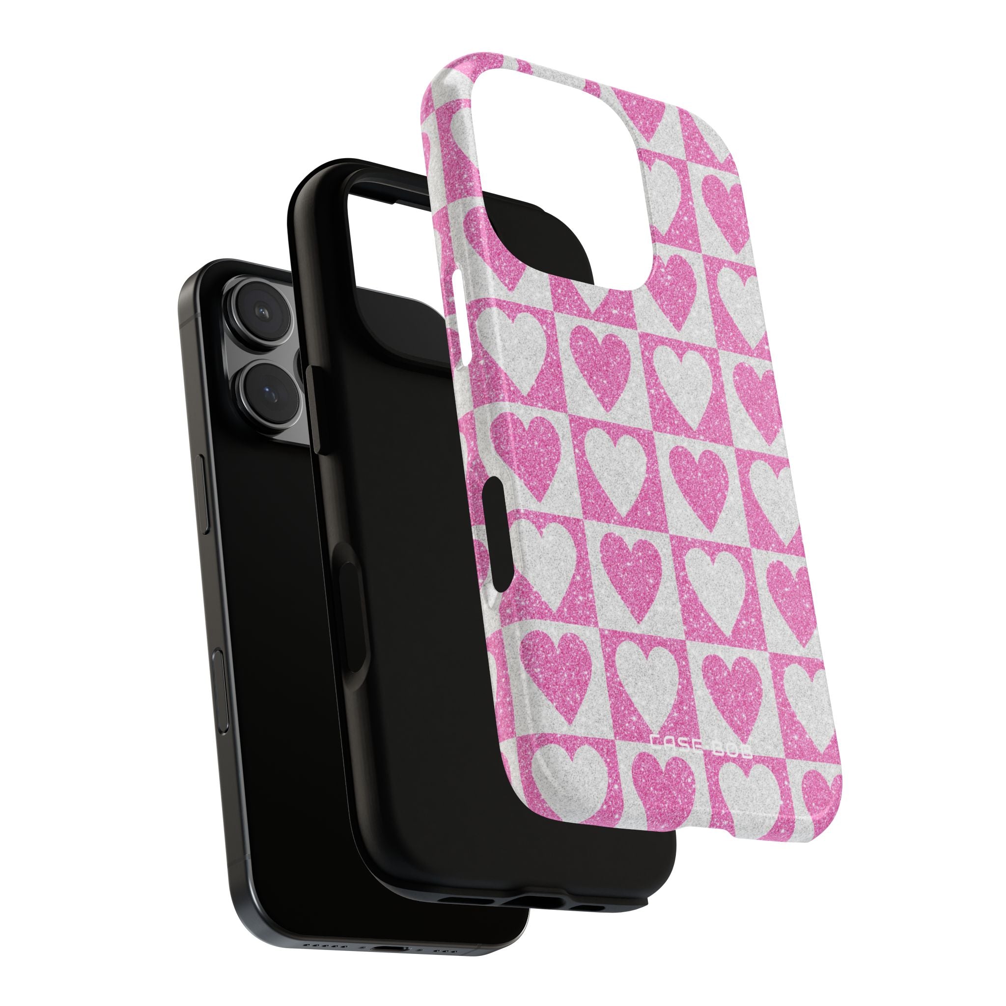 Glitter Hearts iPhone 16 Pro Case - Tough