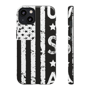 Black n White U.S Flag - Protective Phone Case