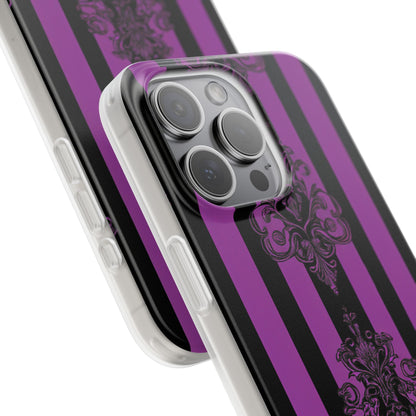 Gothic Elegance with Vertical Stripes and Ornamental Motifs iPhone 15 - Flexi Phone Case