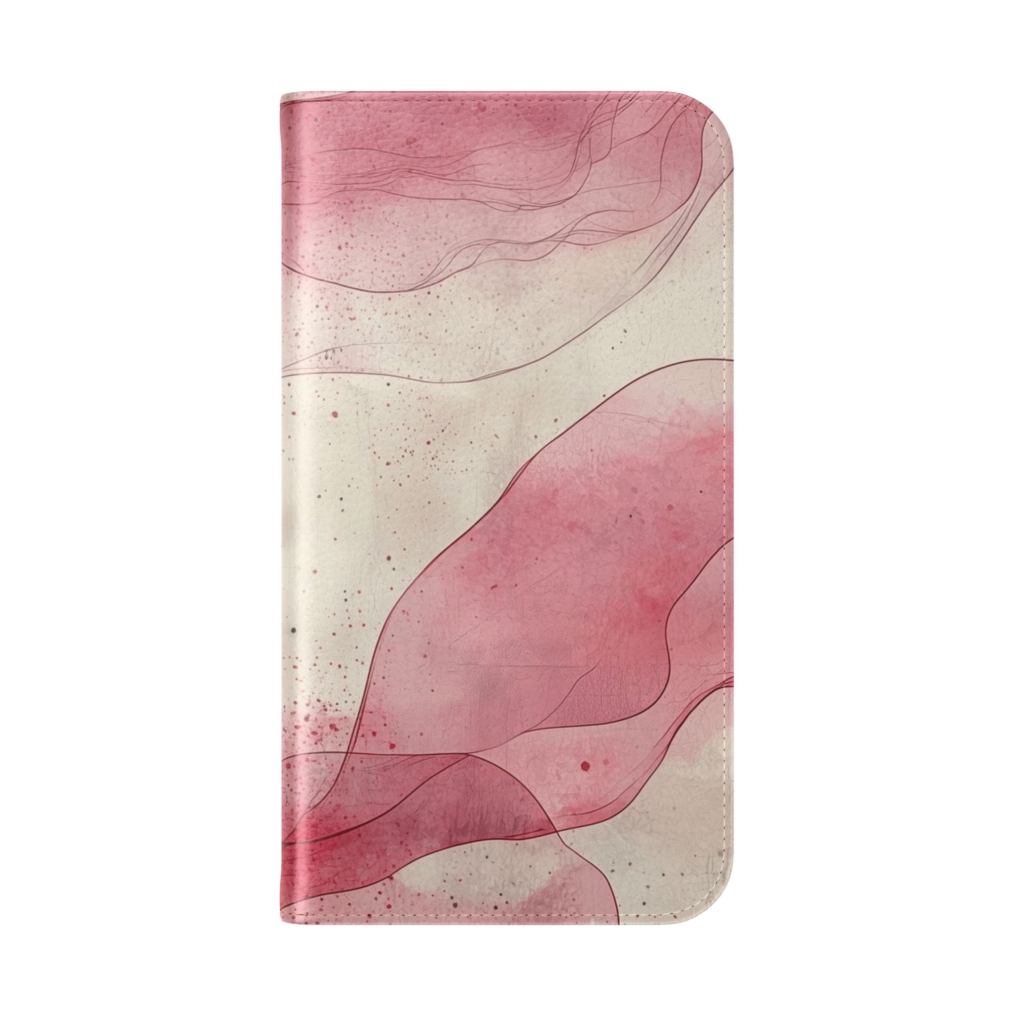 Crimson Ribbon Waves - iPhone 16  Case - Wallet