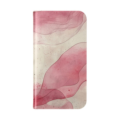 Crimson Ribbon Waves - iPhone 16  Case - Wallet