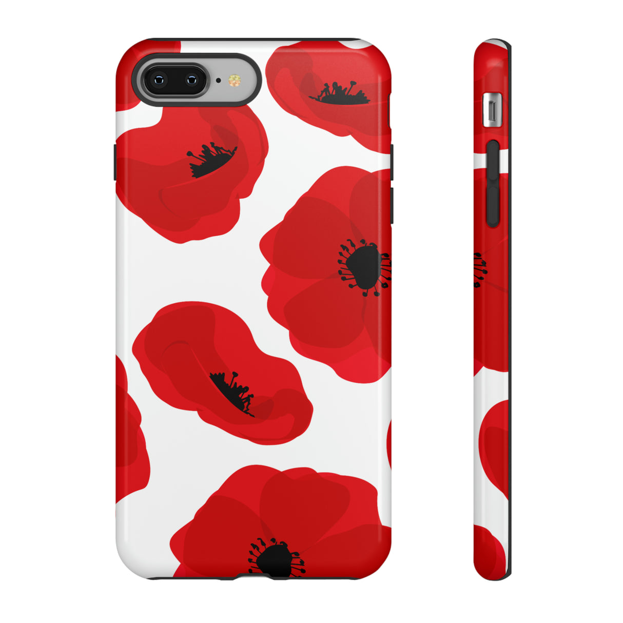 Red poppies on white iPhone case (Protective) - Protective Phone Case