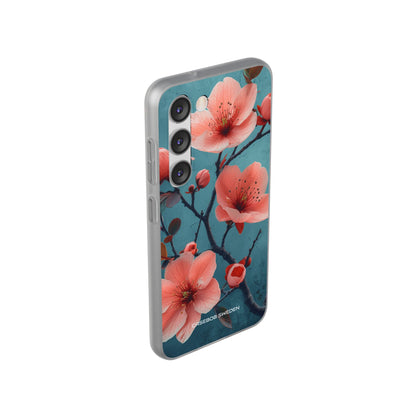 Teal Coral Blossom - Flexi Samsung S23 Phone Case