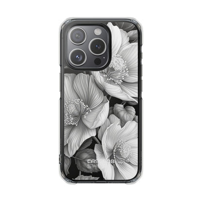 Monochrome Petal Dance iPhone 15 - Impact Clear+