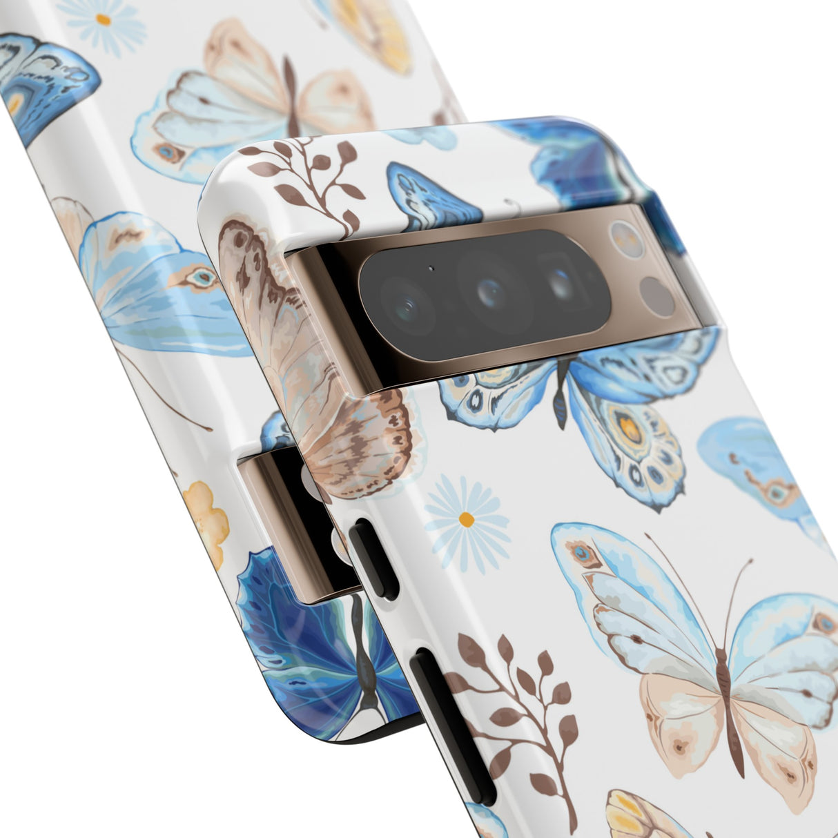 Flying Butterflies, Blue and Yellow iPhone case - Protective Phone Case