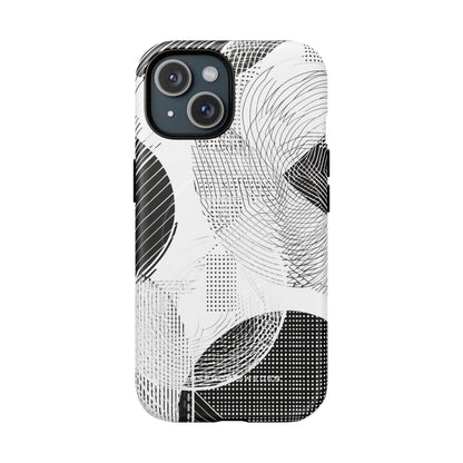 Geometric Monochrome Flow iPhone 15 | Tough+ Phone Case