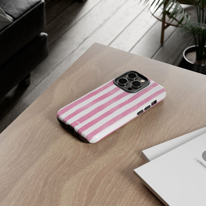 Pink Watercolor Stripes - iPhone Case