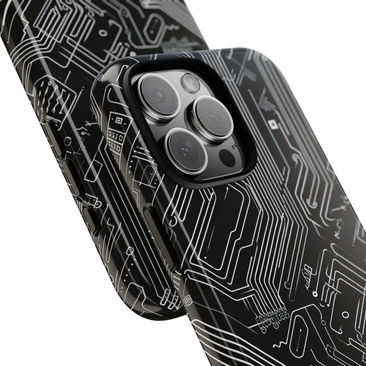 Circuitry Dreams: Abstract Black Design - for iPhone 16