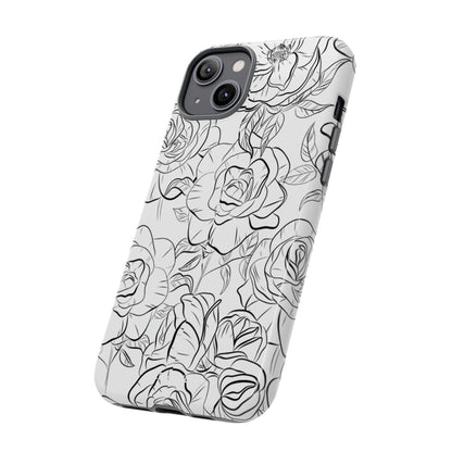Intricate Rose Sketches - iPhone Case