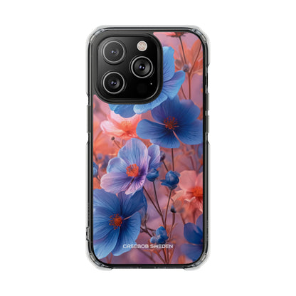 Blue Peach Blossoms - Clear Impact iPhone 14 Phone Case