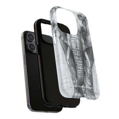 Elephant Line Geometry iPhone 15 | Tough+ Phone Case