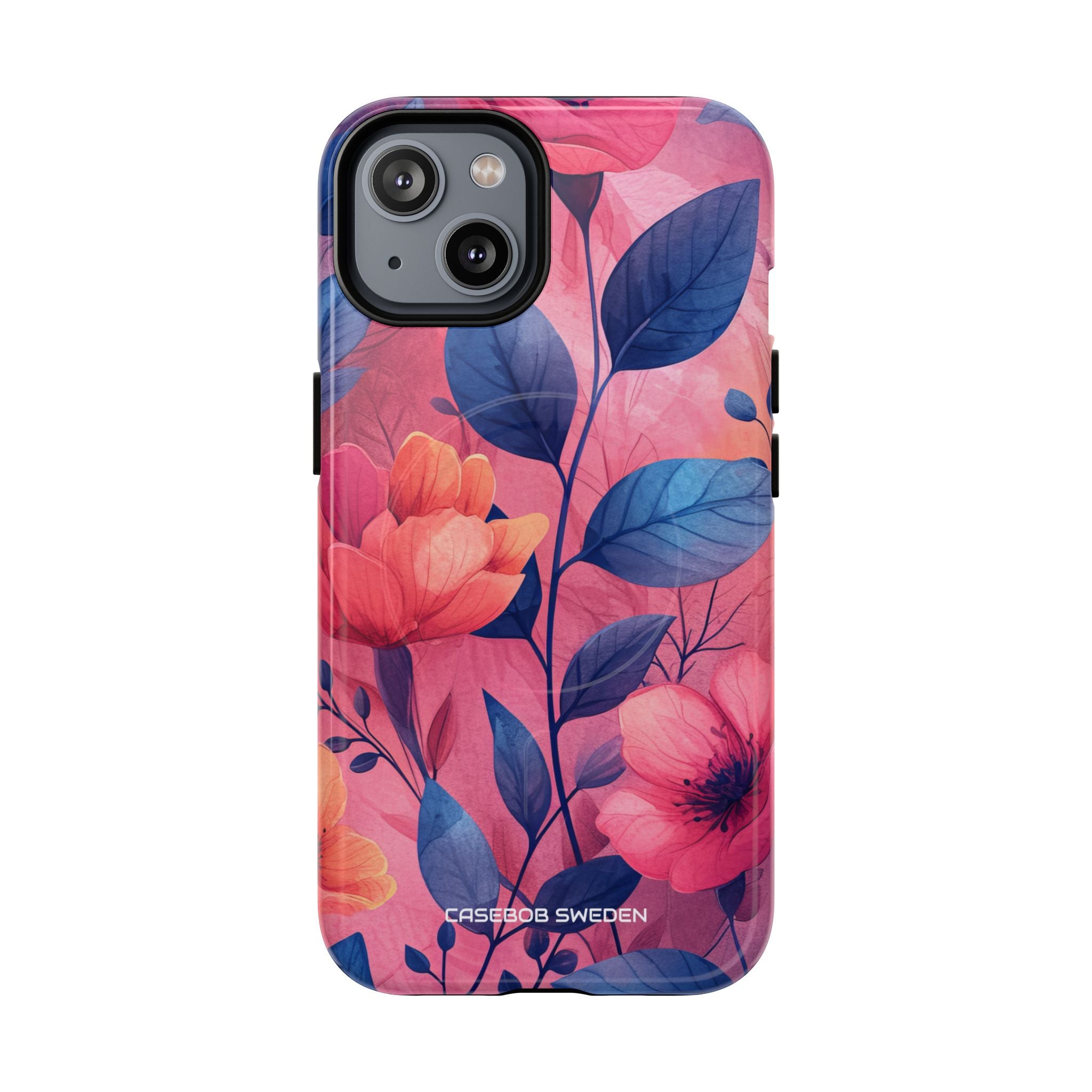 Pink Blue Floral - Tough + MagSafe® iPhone 14 Phone Case